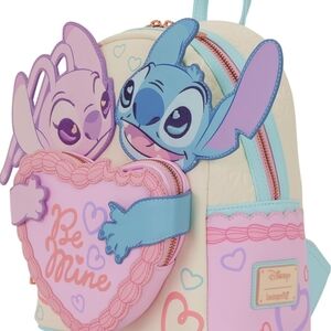 Disney Lilo & Stitch Heart Mini Backpack - Pink, Blue & Cream